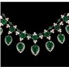 Image 2 : 34.17 ctw Emerald and Diamond Necklace - 14KT White Gold