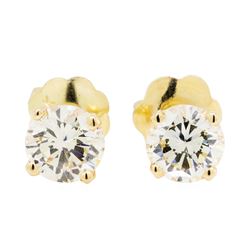 0.60 ctw Diamond Earrings - 14KT Yellow Gold