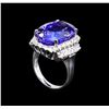 Image 4 : GIA Cert 17.55 ctw Tanzanite and Diamond Ring - 14KT White Gold