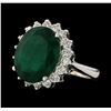 Image 1 : 6.88 ctw Emerald and Diamond Ring - 14KT White Gold