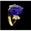 Image 4 : 12.36 ctw Tanzanite And Diamond Ring - 14KT Yellow Gold
