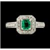 Image 2 : 0.48 ctw Emerald and Diamond Ring - 14KT White Gold