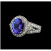 Image 1 : 3.91 ctw Tanzanite and Diamond Ring - 14KT White Gold