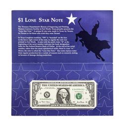 2001 $1 Federal Reserve Lone Star Note