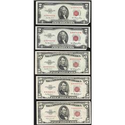 Lot of (2) 1953 $2 and (3) 1953 $5 Legal Tender Notes