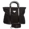 Image 2 : Prada Black Nylon Leather Trim Satchel Bag