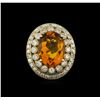 Image 2 : 14KT White Gold 15.39 ctw Citrine and Diamond Ring
