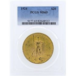 1924 $20 St. Gaudens Double Eagle Gold Coin PCGS MS65