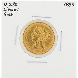 1893 $5 Liberty Head Half Eagle Gold Coin