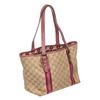 Image 2 : Gucci Beige Brown Monogram Canvas Pink Leather Tote Shoulder Bag