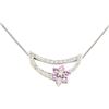 Image 2 : 0.30 ctw Pink Sapphire and Diamond Pendant with Chain - 14KT and 18KT White Gold