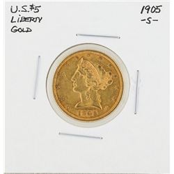 1905-S $5 Liberty Head Half Eagle Gold Coin