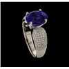 Image 4 : 3.82 ctw Tanzanite and Diamond Ring - 18KT White Gold