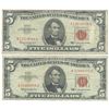 Image 1 : 1963 $5 Fine Red Seal Bill Lot of 2