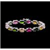 Image 1 : 18.25 ctw Tourmaline and Diamond Bracelet - 14KT White Gold