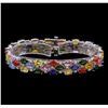 Image 1 : 14KT White Gold 24.48 ctw Multicolor Sapphire and Diamond Bracelet