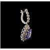 Image 2 : 14.78 ctw Tanzanite and Diamond Earrings - 14KT White Gold
