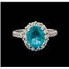 Image 2 : 2.52 ctw Apatite and Diamond Ring - 14KT White Gold
