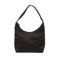 Gucci Brown Denim Monogram Leather Shoulder Bag