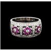 Image 2 : 0.50 ctw Pink Sapphire and Diamond Ring - 18KT White Gold