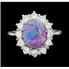 Image 2 : 1.28 ctw Opal And Diamond Ring - 18KT White Gold