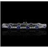 Image 1 : 14KT White Gold 6.48 ctw Tanzanite and Diamond Tennis Bracelet