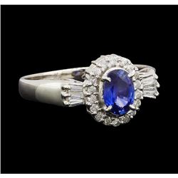 0.53 ctw Sapphire and Diamond Ring - Platinum