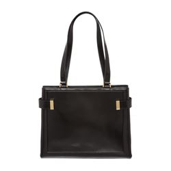 Gucci Black Smooth Leather Double Side Buckle Shoulder Bag