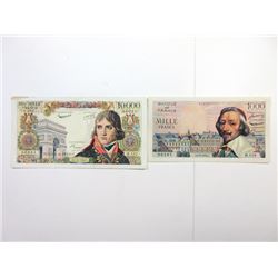 Banque De France, 1955 and 1958 issue Banknote Pair.