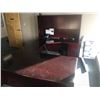 Image 2 : MAHOGANY U-SHAPED EXECUTIVE OFFICE SUITE WITH DESK,CREDENZA, BRIDGE AND HUTCH