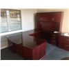 Image 1 : MAHOGANY U-SHAPED EXECUTIVE OFFICE SUITE WITH DESK, CREDENZA, BRIDGE AND HUTCH
