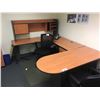 Image 1 : MAPLE U-SHAPED OFFICE SUITE WITH MAPLE 2 DRW. LATERAL FILE CABINET AND FILE PEDESTAL
