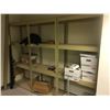 Image 1 : CONTENTS OF ROOM INC. 5 STORAGE RACKS, FOLDING TABLE AND MISC.