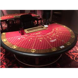 COMMERCIAL QUALITY 8 PLAYER BACCARAT TABLE WITH LOCKING CHIP TRAY AND DROP SAFE