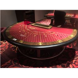 COMMERCIAL QUALITY 8 PLAYER BACCARAT TABLE WITH LOCKING CHIP TRAY AND DROP SAFE