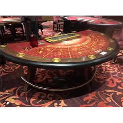 COMMERCIAL QUALITY 8 PLAYER BACCARAT TABLE WITH LOCKING CHIP TRAY AND DROP SAFE