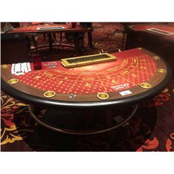 COMMERCIAL QUALITY 8 PLAYER BACCARAT TABLE WITH LOCKING CHIP TRAY AND DROP SAFE