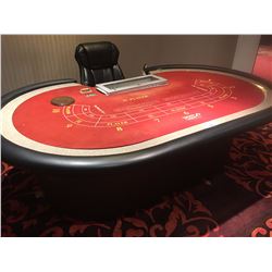 COMMERCIAL QUALITY 10 PLAYER  BACCARAT TABLE WITH LOCKING CHIP TRAY AND DROP SAFE