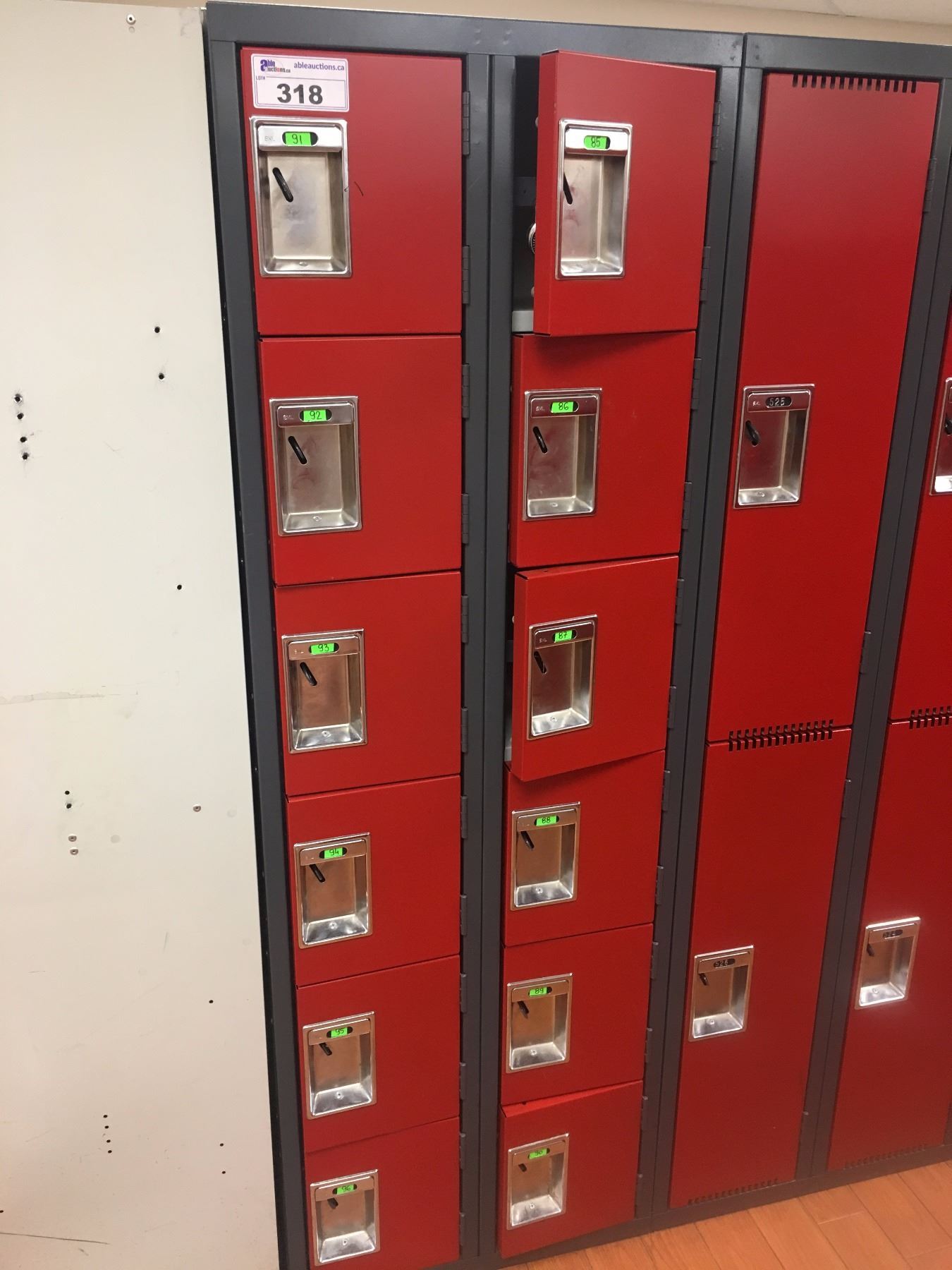 DOUBLE BANK OF RED MINI LOCKERS - Able Auctions