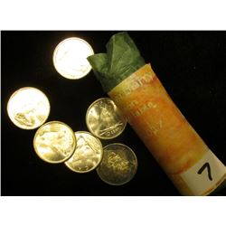 1966 Original Solid Date Brilliant Uncirculated Roll of Canada Silver Dimes. All .800 fine silver. S