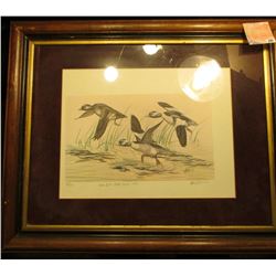 Print #35/750 "Iowa Duck Stamp Design-1979" by Andrew Peters,  17 1/2" x 21 1/2". Glass framed and M