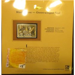 2002 Washington Waterfowl Stamp $10.00, Mint Condition in plastic sleeve with literature, unsigned. 