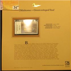 2002 Oklahoma Waterfowl Stamp $4.00, Mint Condition in plastic sleeve with literature, unsigned. Dep