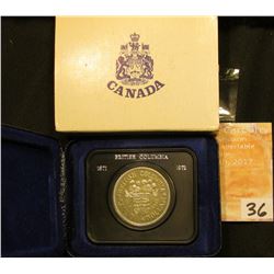 1871-1971 British Columbia encased Dollar in original box of issue. Brilliant Uncirculated.
