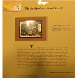 2002 Mississippi Waterfowl Stamp $10.00, Mint Condition in plastic sleeve with literature, unsigned.