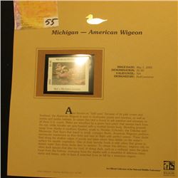 2002 Michigan Waterfowl Stamp $5.00, Mint Condition in plastic sleeve with literature, unsigned. Dep