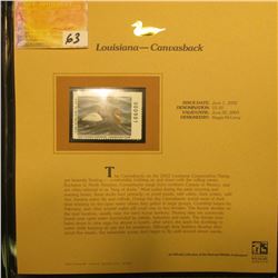 2002 Louisiana Waterfowl Stamp $5.50, Mint Condition in plastic sleeve with literature, unsigned. De