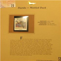 2002  Florida Waterfowl Stamp $3.00, Mint Condition in plastic sleeve with literature, unsigned. Dep