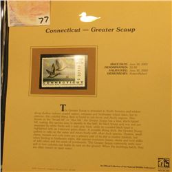 2002  Connecticut Waterfowl Stamp $5.00, Mint Condition in plastic sleeve with literature, unsigned.