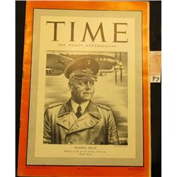 August 26, 1940 "Time The Weekly Newsmagazine", cover depicts "Marshall Milch Mastery of the air was